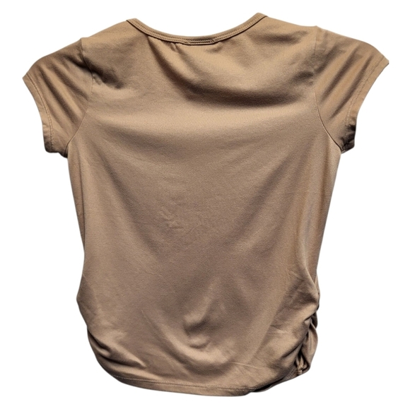 Lily Bleu Tan Kids Butterfly Graphic Cap Sleeve Tee with Ruched Sides - Size 7/8 - Picture 2 of 5